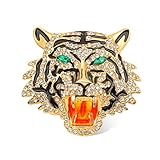 Rhinestone Tiger Head Brooch Pins. Animal Lapel Pin for Men,Punk Lion Coat Brooch for Mens Brooch Pin Suit Tiger Pin Coat Jewelry (Gold)