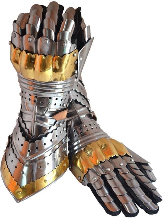 Gantelets de Style Chevalier en métal Gants d'armure de gobelet entièrement Fonctionnels
