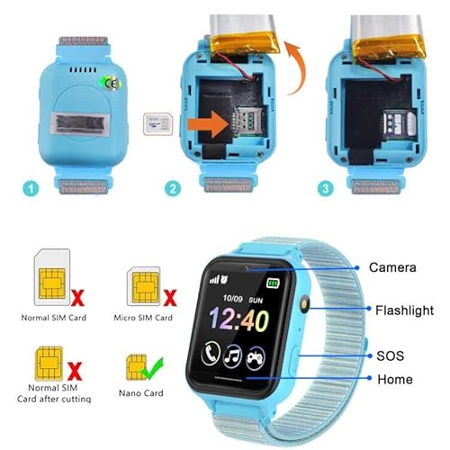 Kinder Smartwatch, Telefon Uhr für Kinder 10 Spiele MP3 Musik Anruf Taschenlampe Kamera SOS Touchscreen, Kids Smart Watch mit Schrittzähler Wecker Recorder Geschenk für Junge Mädchen (Blau)