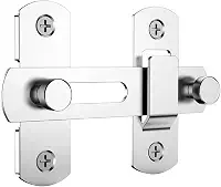Youtek - Trinco Trava Porta Tranca Ferrolho Fecho Em Inox Super Resistente - (Prata)