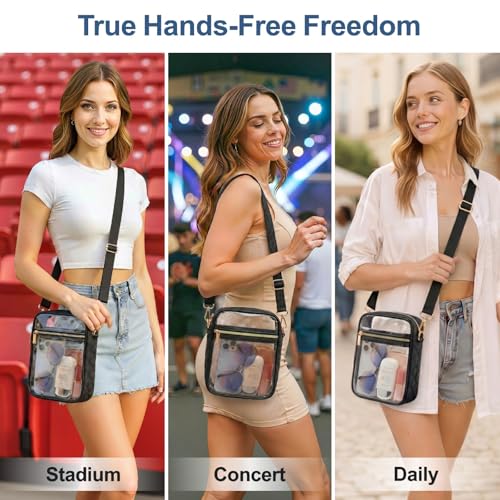 Image of PACKISM Clear Bag for Stadium Events - Clear Purses for Women Transparent Crossbody Messenger Bag for Concerts Game Day