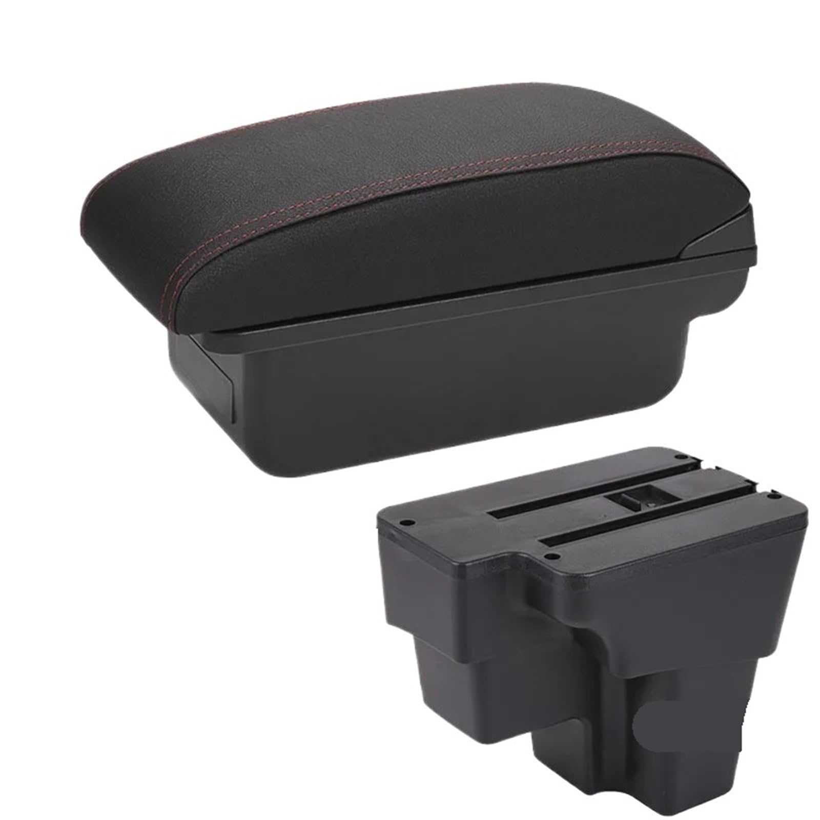 NOKRGQW Car Armrest Box For KIA STONIC For Rio Lx For Cerato Car Armrest Retrofit Part Storage Box Accessorie(C1 Black red NO USB)