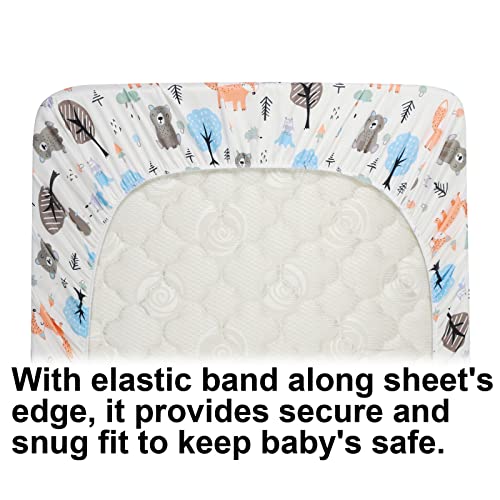 Image of Onacosht Bassinet Sheets for Baby Boy and Girl, Stretchy Fitted Sheet Universal for Bassinet Cradle Hourglass Oval Rectangle Pad /Mattress, 4 Pack Undersea Fish, Animal and Dinosaur Printing