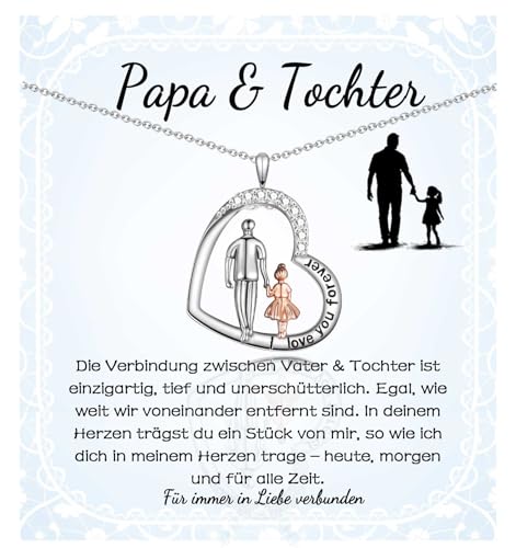FAOMZQ Vater Tochter Geschenk Geschenke für Tochter von Papa Vater & Tochter Kette mit Gravur Papa Tochter Halskette zum Geburtstag Abschluss Einschulung Weihnachten Kommunion Hochzeitstag