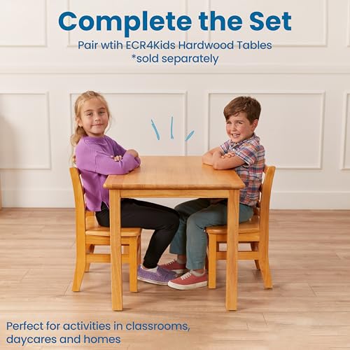 Image of ECR4Kids Three Rung Ladderback Chair, 12in Seat Height, Classroom Seating, Honey, 2-Pack