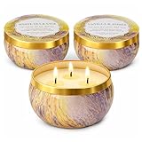 YMing 3-Wick Candle Gift Set, 3 Pack, 14 oz Each, Scented Candles for Home, White Tea & Sage, Vanilla & Amber, Cashmere Cedar