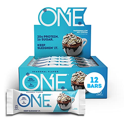 ONE Protein Bars, Marshmallow Hot Cocoa, Gluten Free Protein Bars with 20g Protein and Only 1g Sugar, Guilt-Free Snacking for High Protein Diets, 2.12 oz (12 Pack)