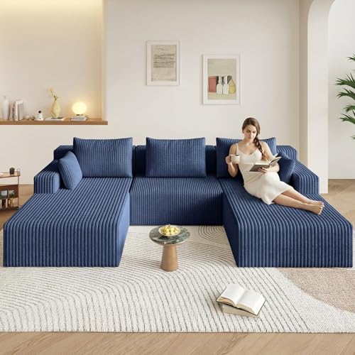 Image of 107 inch W Boneless Cloud Sectional Couch Modular Sofa with Ottoman