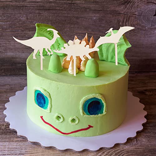 Abaodam 5 Pçs Toppers de Cupcake de Dinossauro de Madeira Animais Dos Desenhos Animados Cupcake Pica