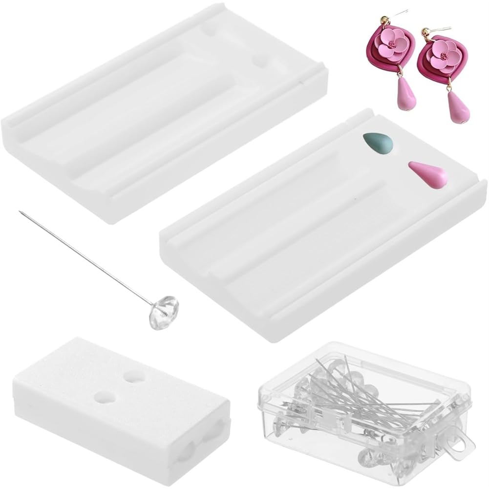 Vjsujehgy Polymer Clay Bead Roller& Hole Maker Set Earring Mold and Piercing Tools for Jewelry Crafting Clay Crafts