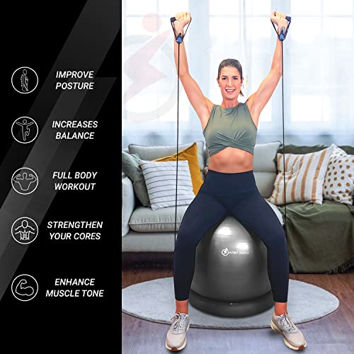 Intent Sports Yoga Ball Chair – Stability Ball With Inflatable Stability Base & Resistance Bands, Fitness Ball For Home Gym, Office, Improves Back Pain, Core, Posture & Balance (65 Cm)(Black) #TOP5