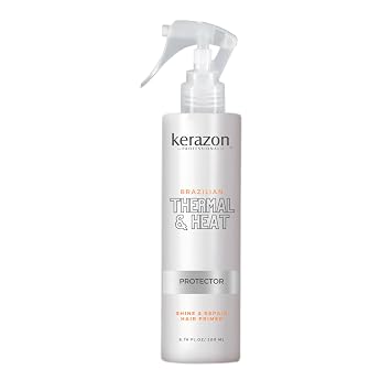 البرازيلي الحرارية والحرارة الشعر التمهيدي 6.76 fl.oz مكافحة تجعد، إصلاح الأضرار، الحماية من الحرارة، لون آمن، مجعد، متموج، مستقيم