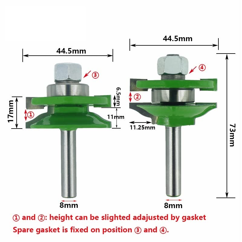 Gambo da 8 Mm 3 Pezzi Pannello for Porta Armadio Tenone Router Bit Rail E Stile Set Raiser Ogee Fresa for Legno