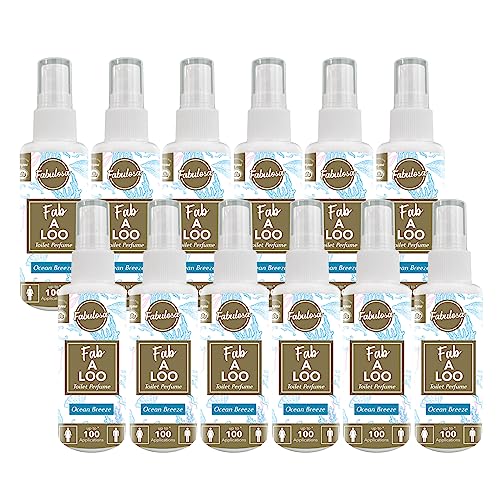 Fabulosa Fab-A-Loo Odour Remover Compact Toilet Air Freshener Perfume Spray 60ml 12 Pack Ocean Breeze
