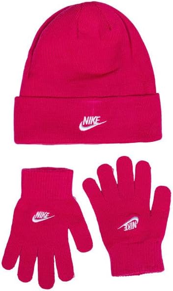 Nike Girls' Beanie & Gloves 2-Piece Set -Rush Pink - One Size Fits All (7-16)…