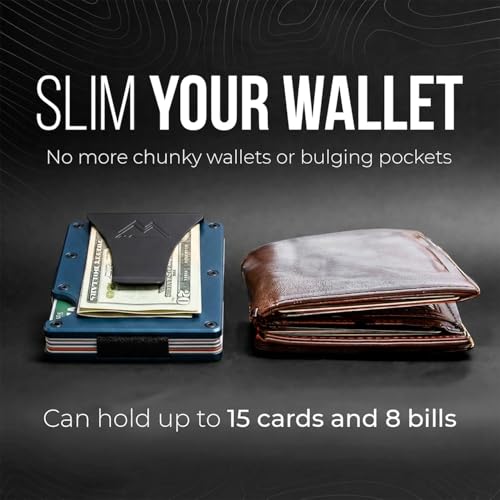 Image of Mountain Voyage Co Minimalist Wallet for Men & Women - Slim RFID Wallet, Scratch Resistant, Credit Card Holder & Money Clip, Easily Removable Money & Cards, (Matte Navy Blue)