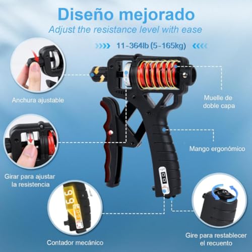 Image of Grip strength trainer, Grip strength enhancer, Adjustable resistance 11-350 pounds (5-160 kilograms),Hand gripper strengthener can quickly strengthen the wrist, forearm and fingers, which is helpful