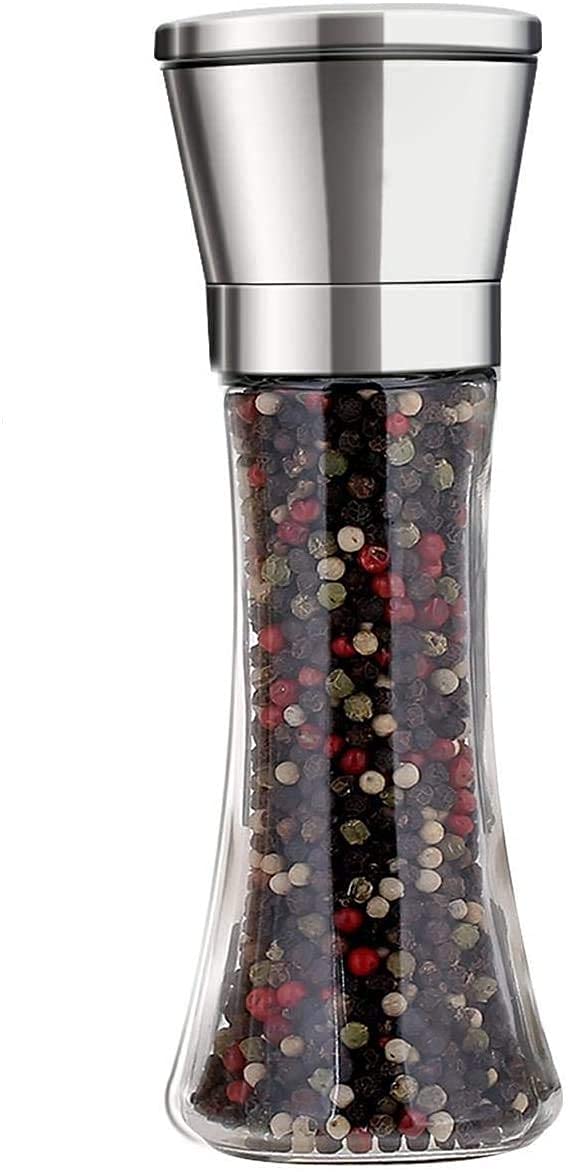 P-Plus International Salt and Pepper Grinder Tall Salt or Pepper Shakers - Adjustable Ceramic Spice Grinder (Tall (Pack 1))