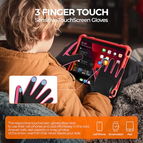 Image of rivmount Kids Warm Winter Gloves Touchscreen Water-Resistant Cycling Running Skiing in Outdoor Cold Weather for Boy Girl