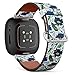 CJBROES Replacement Leather Watch Band, Compatible with Fitbit Versa 3 and Fitbit Sense of Wristband Bracelet Accessory - Floral Ukrainian