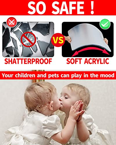 Bqris YIND Kids Safety Unbreakable Mirror,Acrylic Shatterproof Mirrors Full Length,Extra Thick1/8 12"X12"X4 Pack,Children Non Glass Stick thumb #1