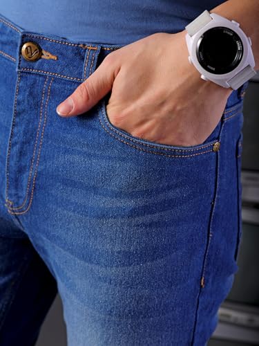 Image of The Indian Garage Co Men Slim Fit Solid Mid-Rise Stretchable Jeans