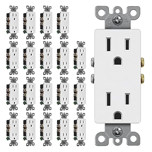 (20 Pack) CML 15A Decorator Wall Receptacle, 15 Amp Electrical Outlets, 3-Year Warranty, UL Listed, White