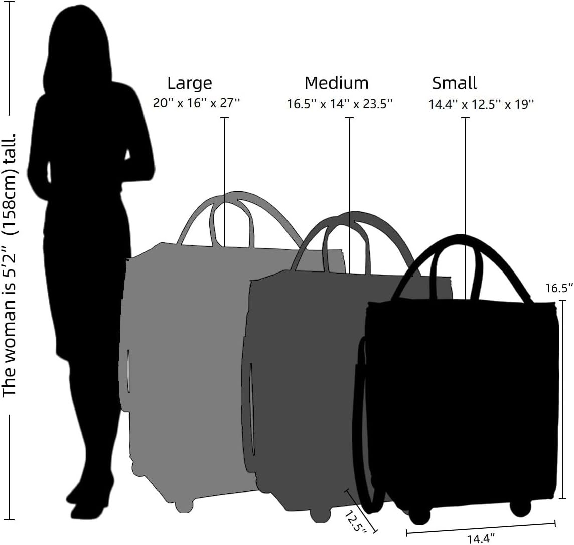 (Large, Phantom Pink) Reusable Grocery Bag on Wheels, Shopping Bags with Wheels and Handle, Folding Rolling Tote, Zipper Cover, Carries Up to 76 LBS, for Laundry, Picnic Phantom Pink Large