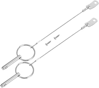 Sosoport 2 Sets spring pin steel wire lanyard marine quick release pin Stainless Steel Lanyard Cable cables Marine Pin with Cable Accessories for Boat Marine Supplies tether pipe clamp