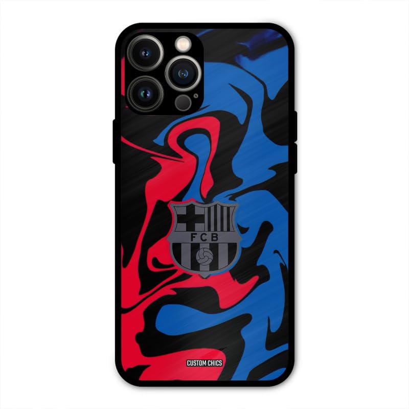 Image of PrintShield FC Barcelona Comic Back Cover for iPhone 13 Pro Max, Shockproof Printed Phone Case with Soft TPU Sides & Anti-Slip Grip