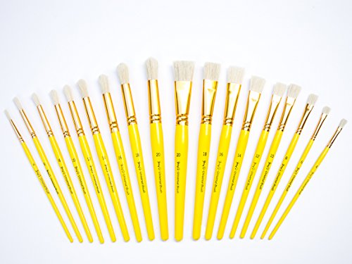 Jerry Q Art JQ181 18 Pcs Pure Natural Hog Bristle Brush Set thumb #1