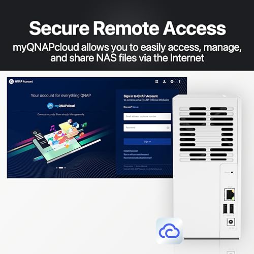 Image of QNAP TS-233-24WD-US 2 Bay Home NAS with 4TB Storage Capacity, Preconfigured RAID 1 WD Red Plus HDD Bundle, with 1GbE Ports