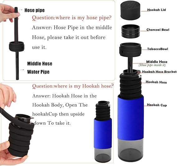 Image of Al Kian Portable Hookah Cup Set with Metal Protection, Premium Silicone and Acrylic Materials, Travel Friendly Design, Anti-Slip Net, Black and Multi-Colour (GREY)