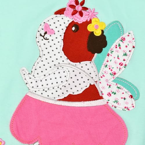 Image of HILEELANG Little Girl Short Sleeve Dress Easter Cotton Casual Applique Tunic Shirt Dresses