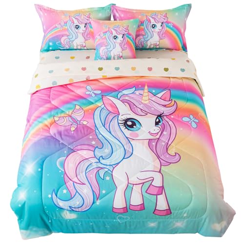 ADASMILE A & S Unicorn Comforter Set Twin for Girls