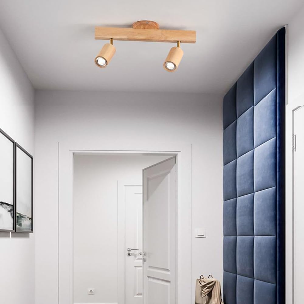 Faretti LED in Legno Faretti da soffitto Regolabili Faretti da Binario fissi Apparecchio di Illuminazione Luci girevoli da Parete Faretti direzionali Lampade Aent per Cucina Camera da Letto Soggi