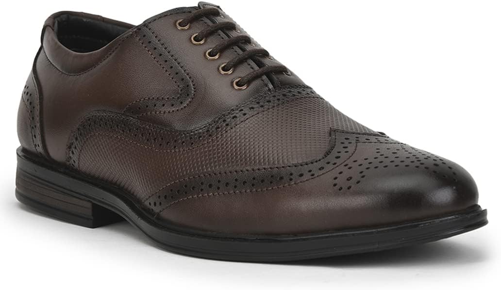 Fortune HOL-125E – Premium Leather Oxford Brogue Lacing Formal Shoes – Stylish, Cushioned & Non-Slip – Business, Wedding, Office Wear – Black, Brown, Tan – Shoes for Men Formal