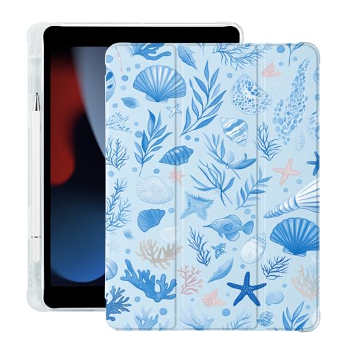 Étui iPad 10.2 bleu avec porte-crayon pour iPad 7 / 8 / 9ème génération