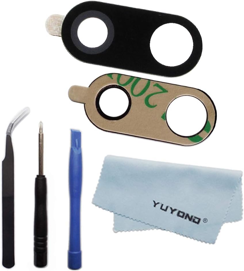 YUYOND Camera Glass Lens Replacement with Adhesive for LG V30 H930 H931 H932 H933 H930DS LS998U VS996 US998 Black and Silver (Black)