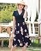 STYLEWORD Damen Sommerkleid Kurzarm V-Ausschnitt kleider Blumenmuster kleid Strandkleid Mit Taschen(floral05,X-Groß)