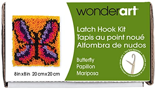 Image of WonderArt 426137 Wonderart Butterfly Latch Hook Kit, 8 inch X 8 inch