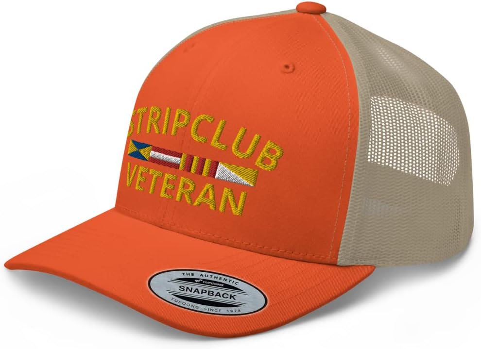 Strip Club Veteran Premium Trucker Hat Mid Crown Curved Bill Adjustable Cap - Funny Dare Gag Gift Joke