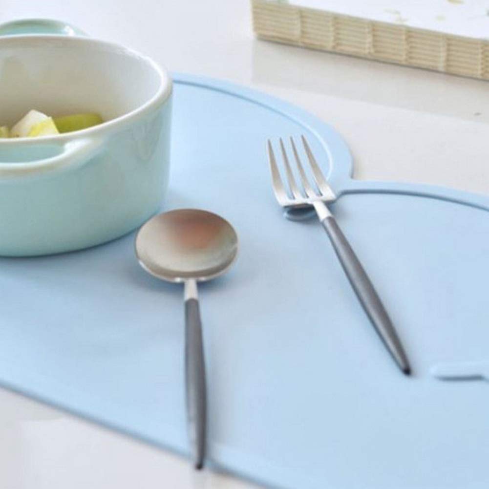 Confezione da 2 tovagliette all'americana per bambini Tovagliette in silicone Tovagliette infrangibili per bambini Tovagliette a forma di nuvola Tovagliette da cucina per bambini (blu)