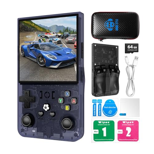R36MAX Retro Handheld Game Console, 4.0 Inch 720x720 IPS Screen, 128GB Built-in 22000+ Classic Game, Portable Hand Held Open Source Linux System, 4000mAh Battery Retro Gaming Console(Gray 128GB)