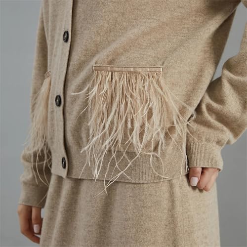 Women's V Neck Knit Cardigan Pockets Buttons Solid Cashmere Sweater3