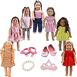 7pcs Doll Clothes 1Shoes 1Bracelet 1Crown hair clip 1Hair ring for 18