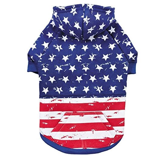 Zack & Zoey Distressed American Flag Hoodie for Dogs, X-Large