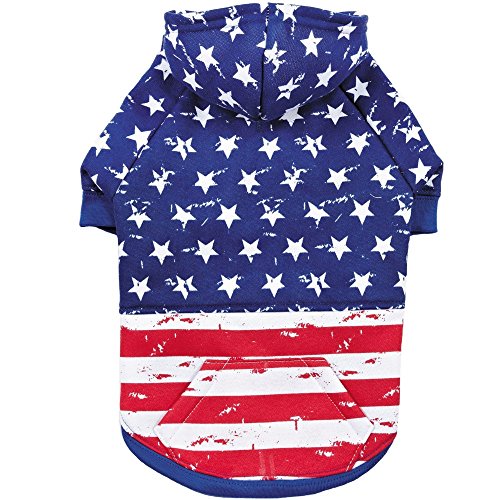 Zack & Zoey Distressed American Flag Hoodie for Dogs, Medium