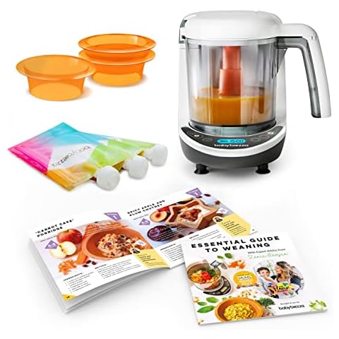 Baby Brezza One Step 3 in 1 Baby Food Maker | One Step Steamer, Blender & Processor | Includes Recipe Guide & 3 Reusable Food Pouches Cover