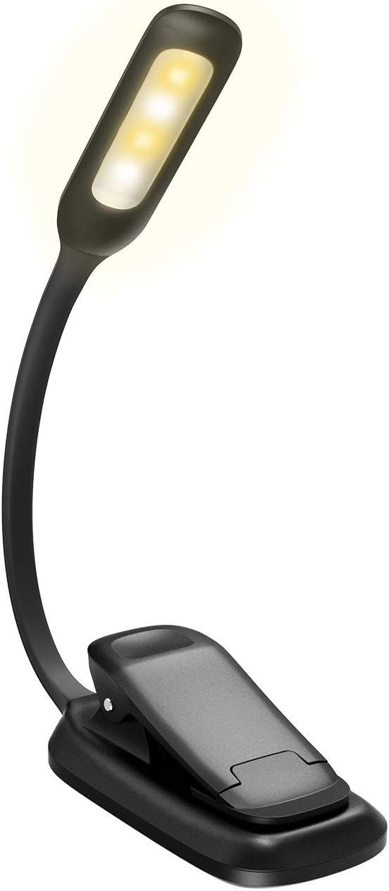 Rechargeable Book Light, TOPELEK LED Reading Light with 3-level Brightness (Cool & Warm), Flexible Easy Clip On Reading Lamp, Eye Protection , Soft Table Light for Night Reading in Bed
